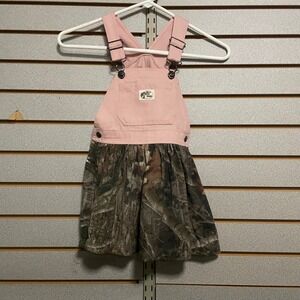 Bass Pro Shops Girls Pink Camo Overalls Dress Size 4T toddler girl hunting